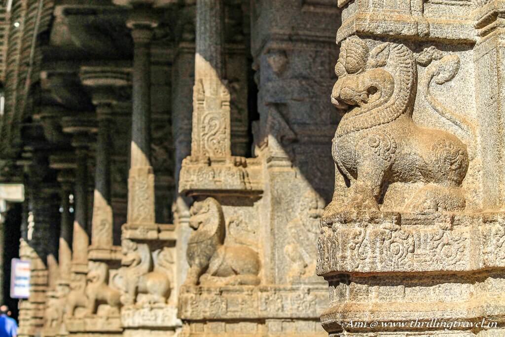 Pillars in Virupaksha Temple, Hampi