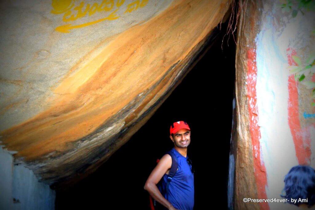 One of the caves along the hillock near Hampi