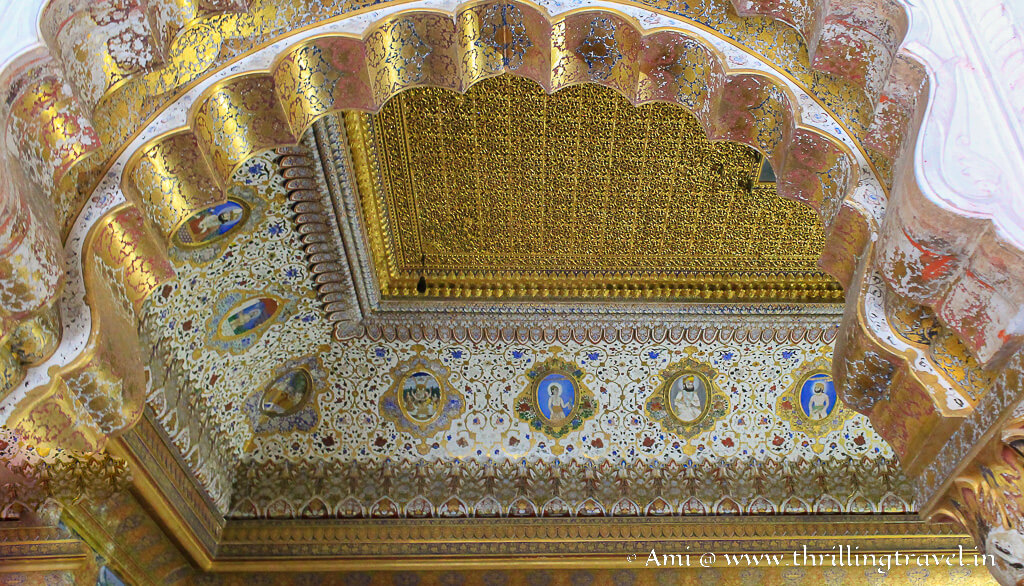 The gilded ceilings and arch of Phool Mahal at Mehrangarh Fort, Jodhpur