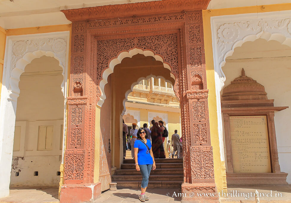 The carved doorway - a lovely sample of the classic Mehrangarh fort architecture