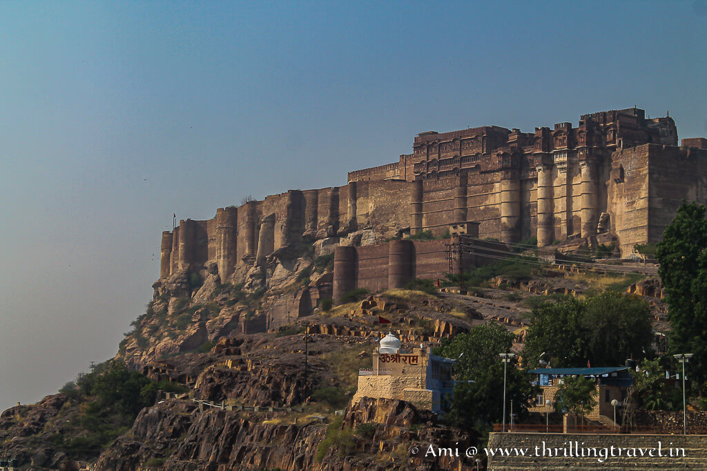 Mehrangarh fort on a hillock that overlooks the blue city of Jodhpur