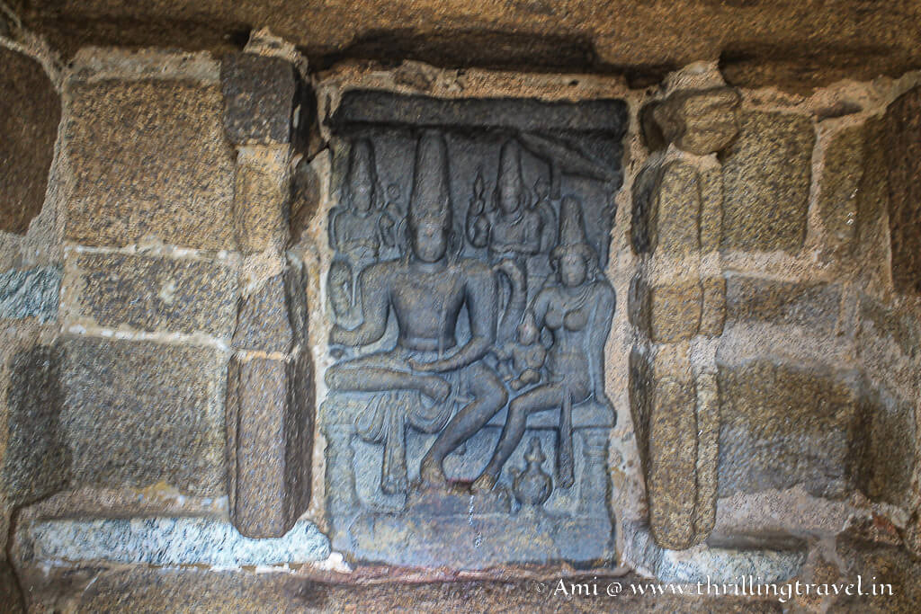Somaskanda wall panel inside Mahabalipuram Shore temple