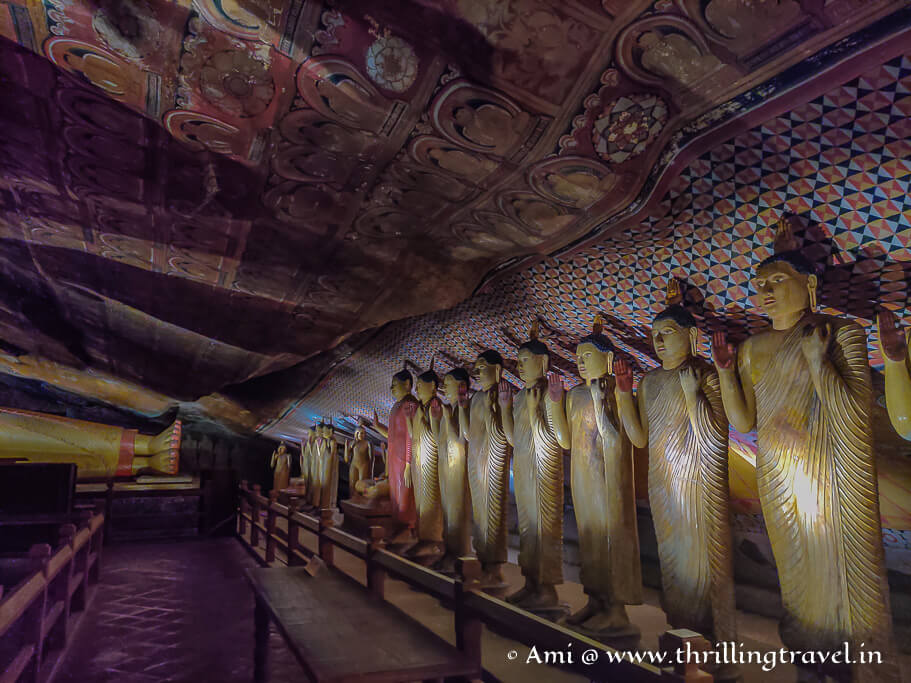 Dambulla rock paintings and the gilded Buddhas in the Maha Alut Viharaya Cave in Dambulla