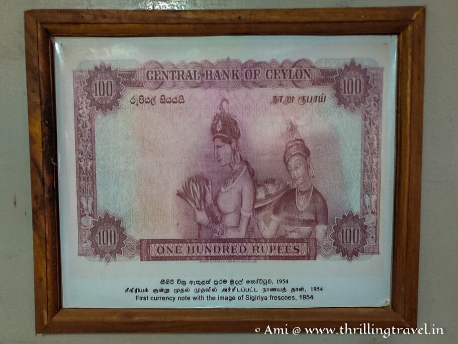 One of the exhibits showing the picture of the Sigriya damsels on the Sri Lankan currency note