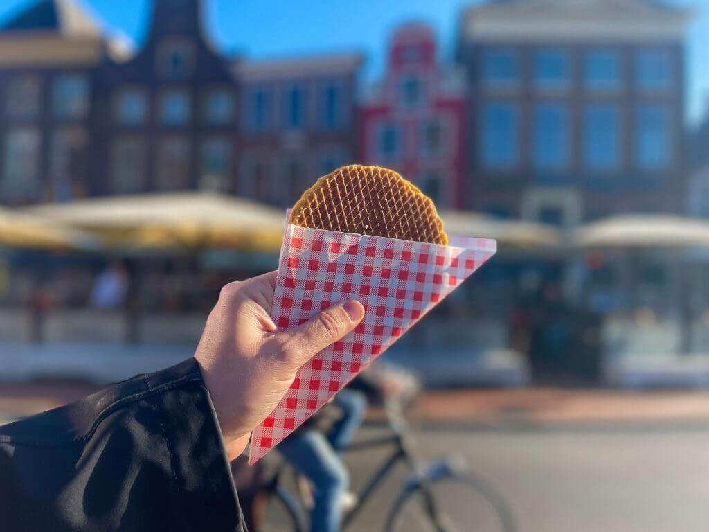 A fresh stroopwafel on the Grote Markt - one of the Groningen attractions