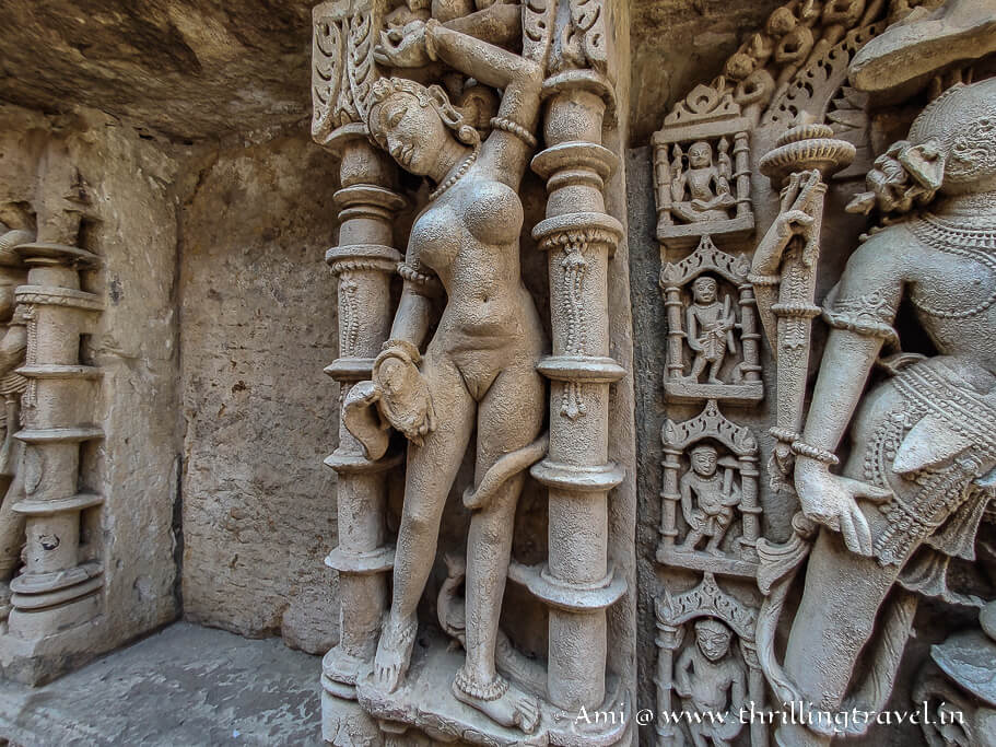 Nagakanya carving on the Rani Ki vav stepwell Patan