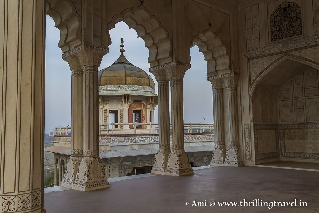 The view of the Jasmine tower or the Musamman Burj from Diwan-i-Khas in Agra Fort