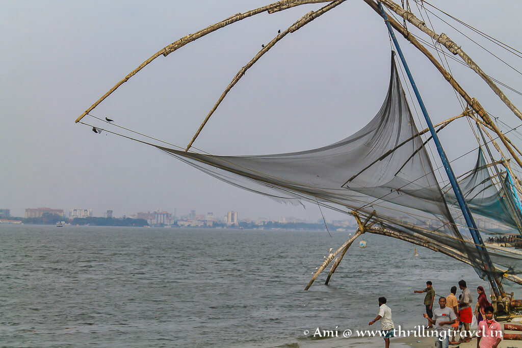 The Chinese fishing nets on Fort Kochi beach