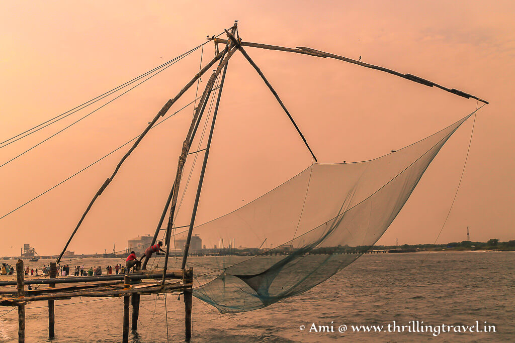 The iconic Chinese Fishing Nets - one of the tourist places in Fort Kochi