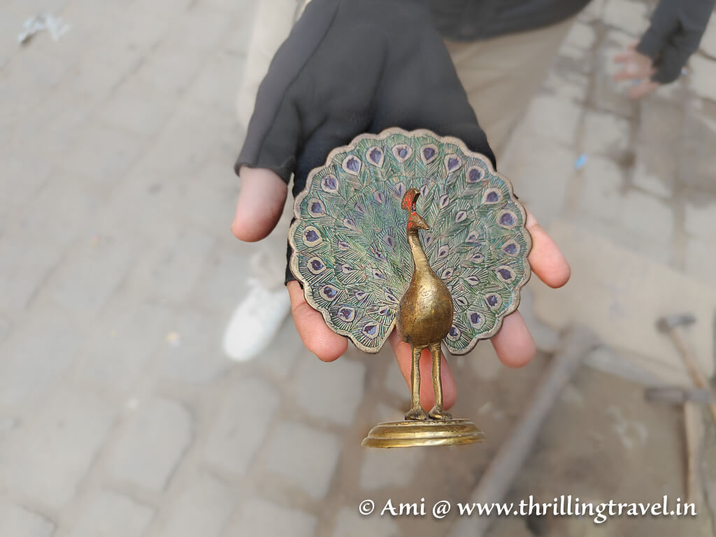 A lovely artifact made by one of the Thatheras at the Thatheron walon ka raasta of Jaipur old city