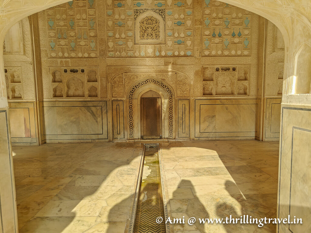 The Chini Khana and water cascade feature in Sukh Niwas that helped keep the chambers cool