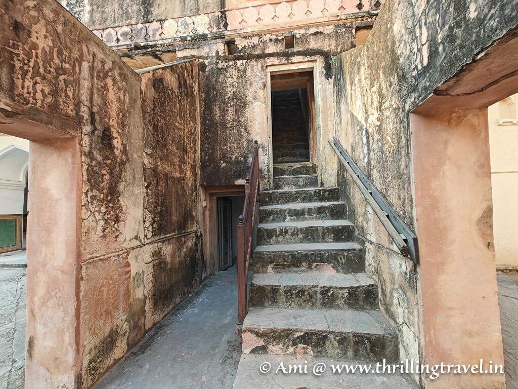 Stairs leading to the Zenana Deorhi and possibly one of the secret passages of Man Singh's chamber