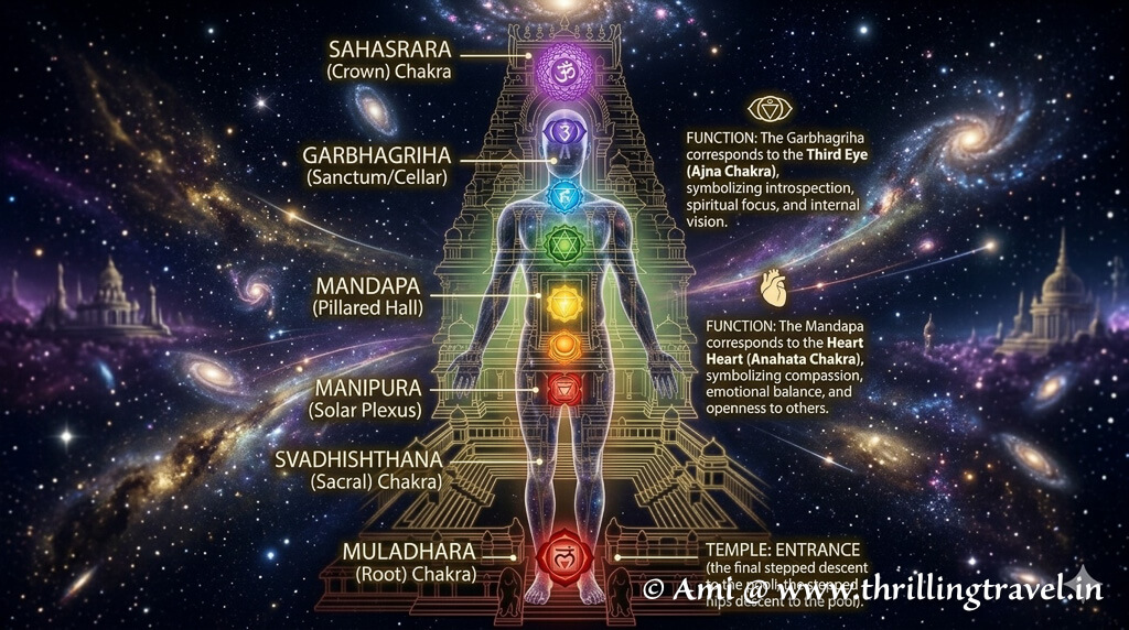 The representation of the temple architecture and the human body Chakras