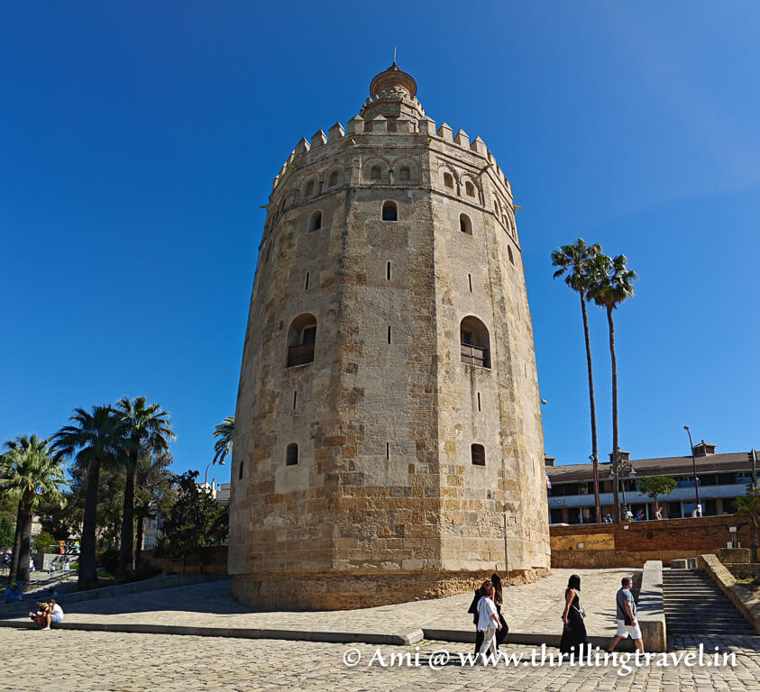Close up of Torre del Oro - one of the key Seville attractions