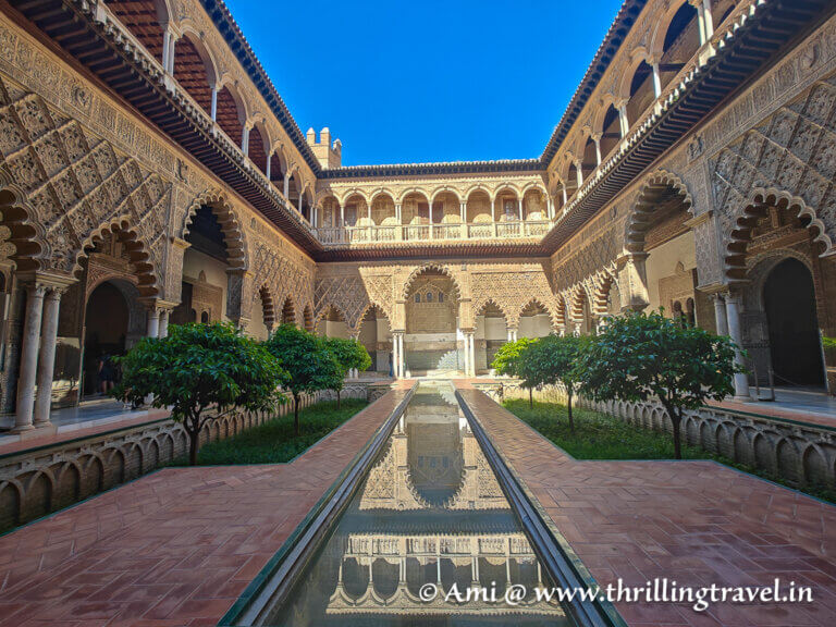 The stunning Courtyard of Maidens inside Alcazar Seville