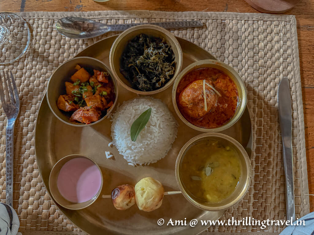The Shikari Thaali that was served during my Kanha stay