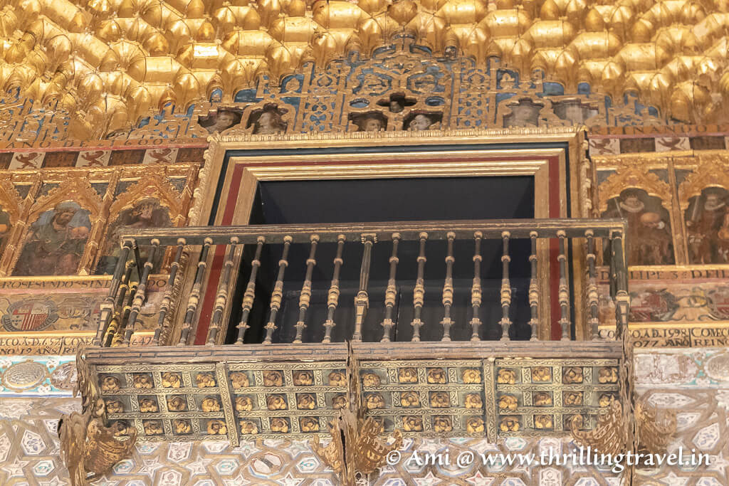 The balconies that wer added later to the Throne room of Royal Alcazar in Spain