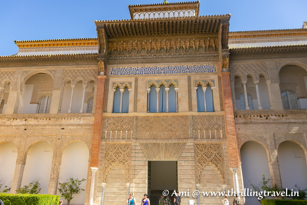 Facade of the Pedro palace - the Mudejar palace of Royal Alcazar
