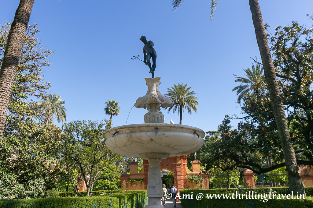 Fountain of Neptune in the Royal Alcazar gardens.