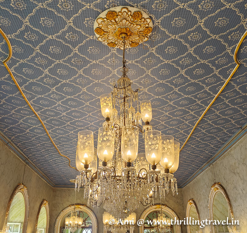 The Belgian chandelier that lights up the ballroom of Braganza mansion