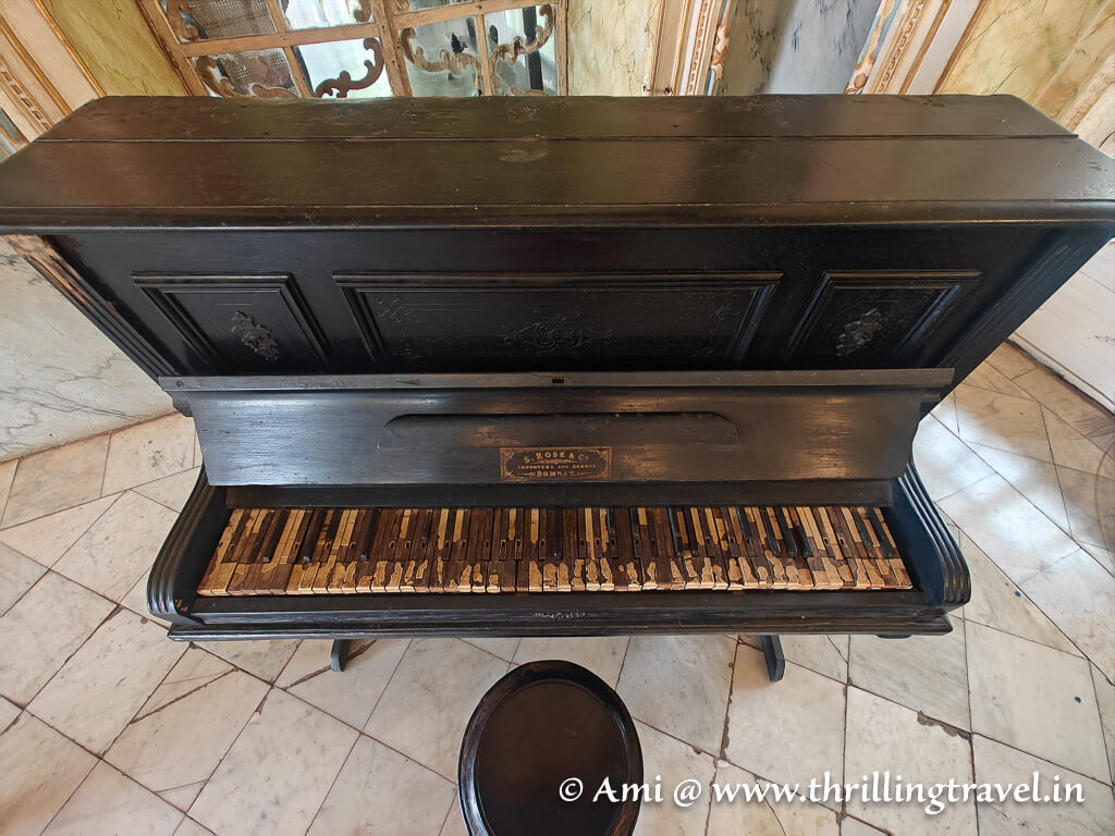 The old piano in the ballroom of Braganza house